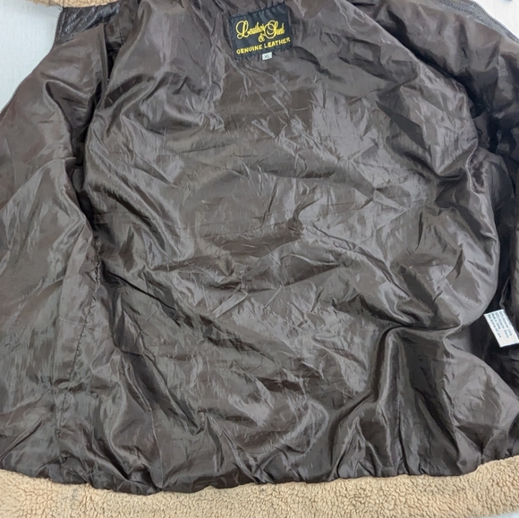 Leather Pilot Jacket with Faux Sherpa Trim by Leather & Soul XL Bag 6 - Picture 2 of 15